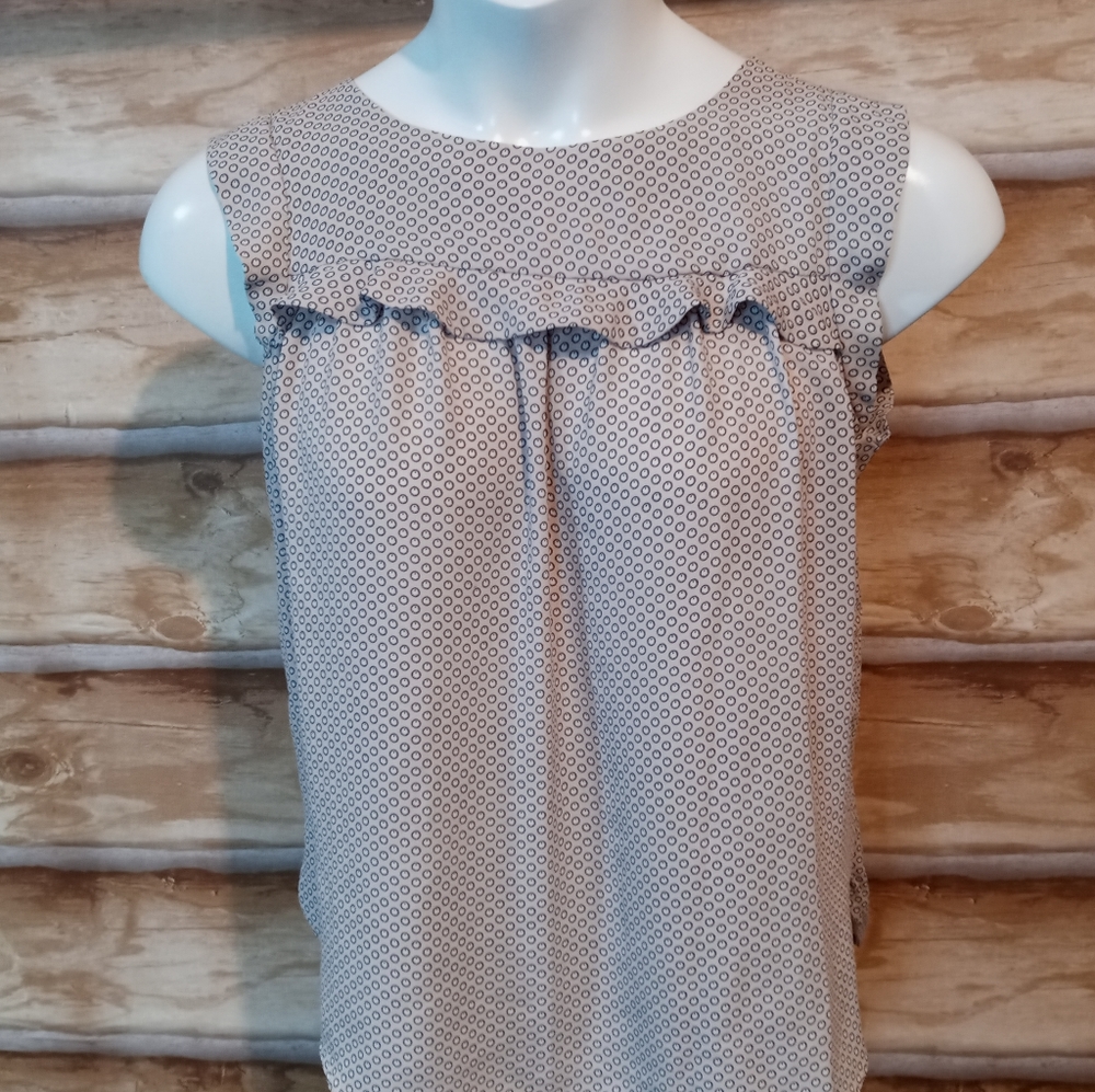 Loft Dot Ruffle sleeveless top